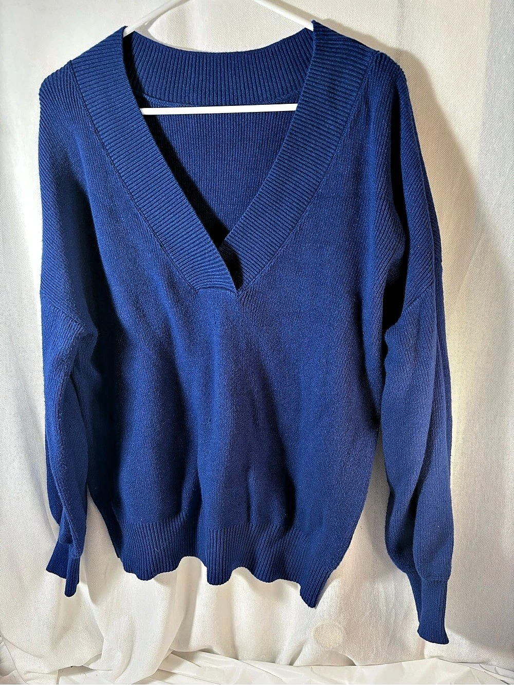 Blue V-Neck Sweater Size Large